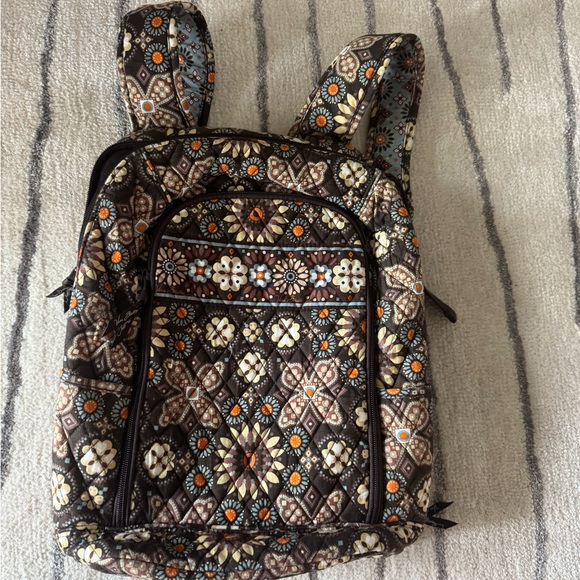 Vera Bradley Brown and Orange Floral Backpack - Picture 1 of 9